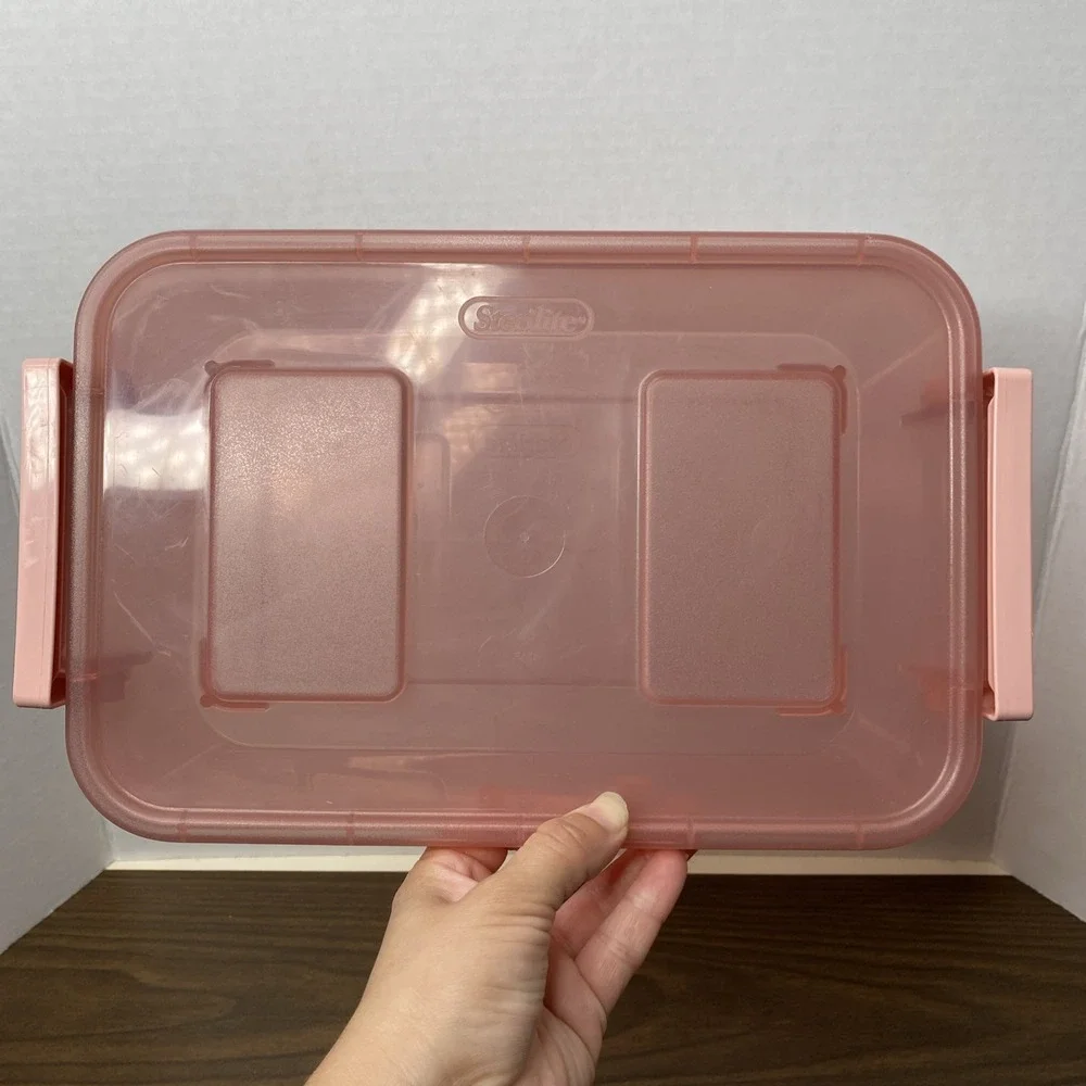 Sterilite 2.7 Qt. Modular Latch Box Plastic with Translucent Pink Base and Lid